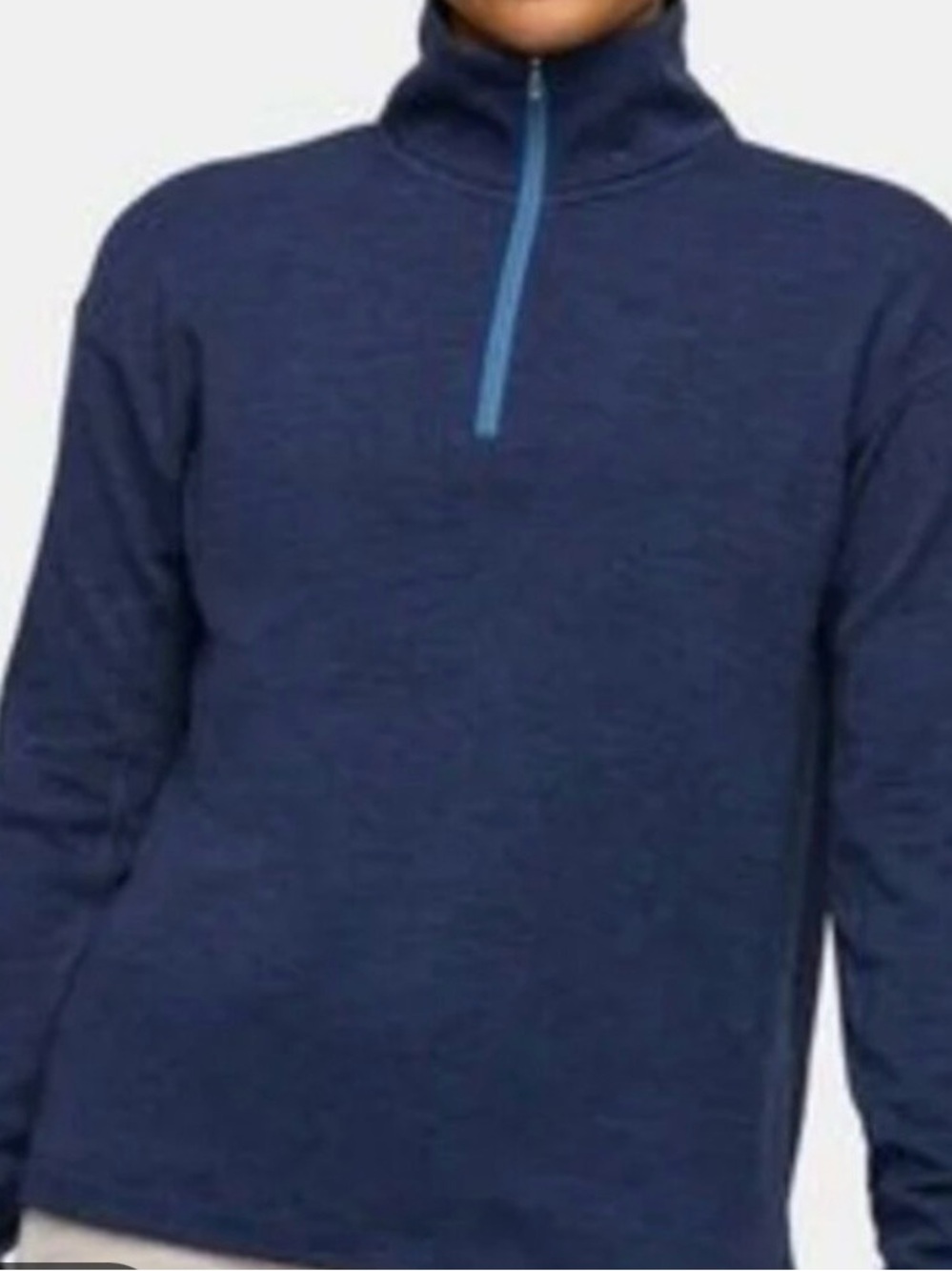 Outdoor Voices Navy Half-Zip Pullover with Blue Zip